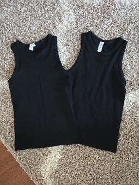 90 Degree Reflex High Neck Ribbed Tank Top  Set Black